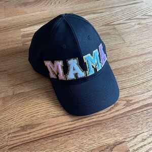Mama hat, black baseball cap with chenille patch letters